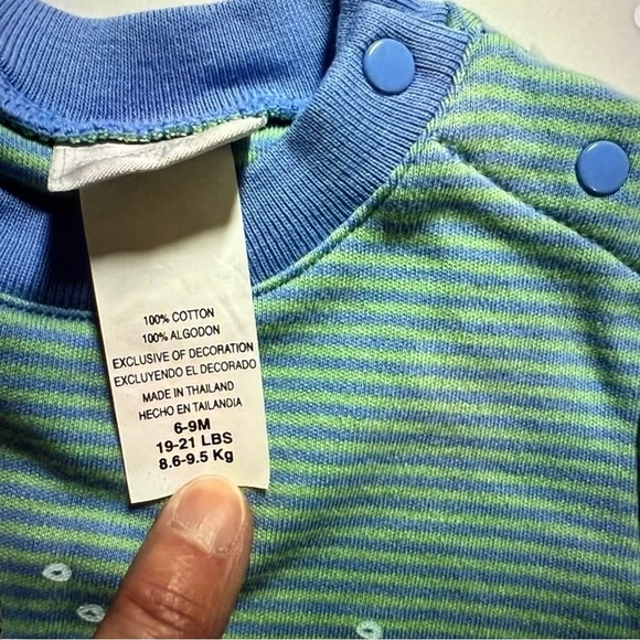 New Vintage Carter's Blue and Green baby romper with turtle design - Picture 3 of 5